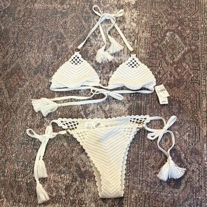 Aerie White Crochet Bikini Set